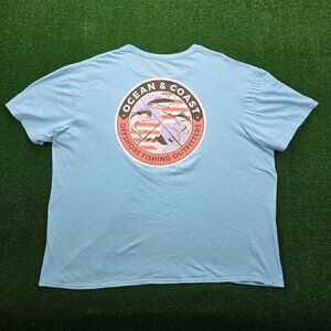 Ocean Coast Tshirt Mens 2XL Blue Short Sleeve‎ Offshore Fishing Casual Outdoors